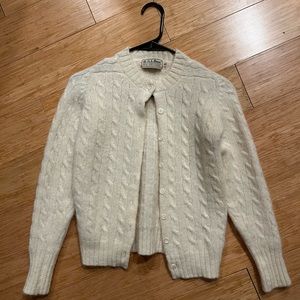 Vintage LL Bean 100% Pure Shetland Wool Button Up Cardigan | Cream, White, Ivory